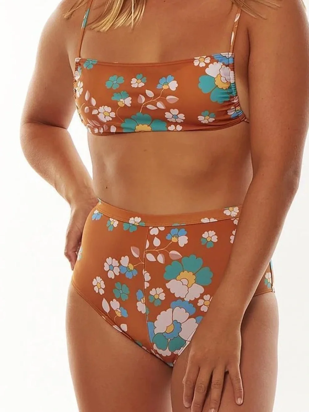 SISSTREVOLUTION SWELL BAYAMO BANDEAU TOP  Rust and Turquoise Size Small NWT
